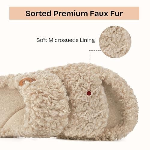 EverFoams Womens Fuzzy Open-toe Slippers Soft Comfy Memory Foam Indoor House Shoes thumbnail 4