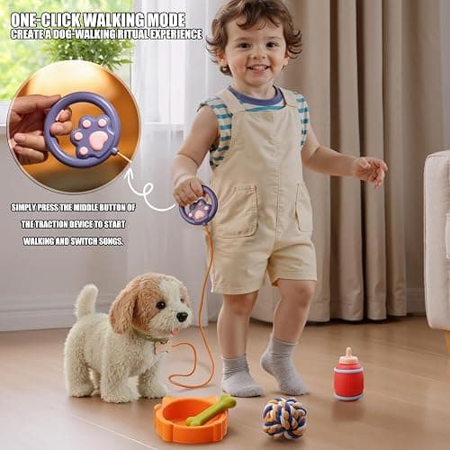 Wuffy Robot Dog, Robot Dogs Realistic, Interactive Walking Plush Toy Dog, Leash Remote Plush Toy Puppy with Touch Barking, Wags-Tail, Tongue Licking, Sing, Battery Powered (Batteries Not Included） thumbnail 5