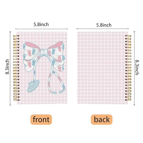 WNAGT Labor and Delivery Nurse Gifts Spiral Notebook 5.5x8.3, NICU Pediatric Neonatal Nurse Obgyn Gifts, Nursing Medical Office Supplies for Work, Coquette Stethoscope Bow Medical Journaling Notebooks thumbnail 3