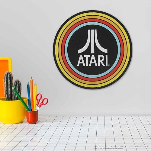 Open Road Brands Atari Vintage Stripes Round Metal Sign | Retro Atari Wall Decor for Game Room or Man Cave thumbnail 2
