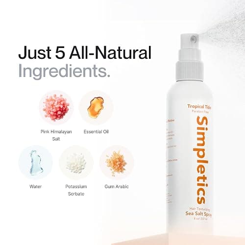 Simpletics Himalayan Sea Salt Hair Spray (Vanilla Scent) – Natural 5-Ingredient Formula for Beach Waves & Volume – Light Hold, Non-Greasy, Paraben & Sulfate Free – Unisex 8 fl oz thumbnail 4