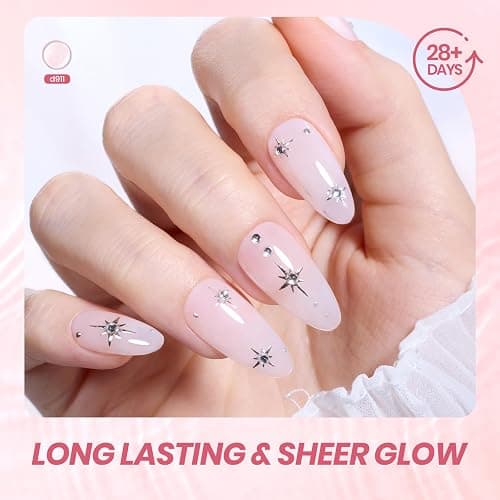 Beetles Milky Pink Gel Nail Polish, 15ml Nude Pink Jelly Neutral Gel Polish | Translucent Sheer Base Color Nail Concealer Soak Off UV LED Nail Lamp French Nail Art Gift for Women thumbnail 4