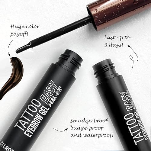 Cilrofelr Tattoo Peel Off Eyebrow Gel, Easy Tattoo Brow Peel Off Gel, Last Up to 3 Days, Waterproof, Transfer-proof, For Fuller & Defined Looking Brows, Dark Brown (2 Pack) thumbnail 2