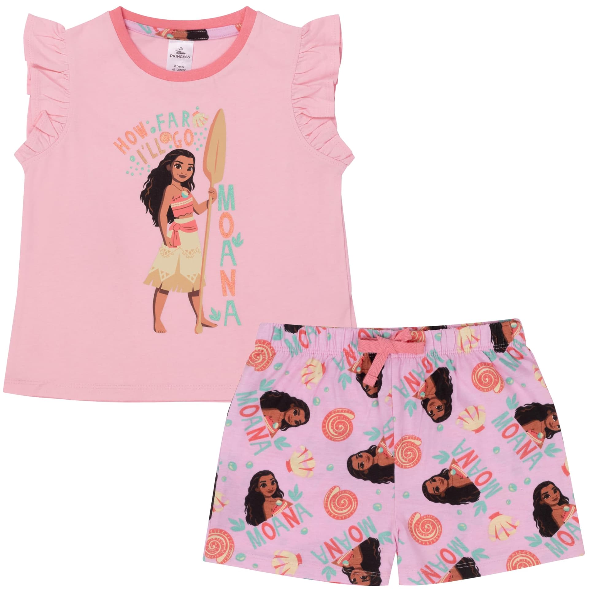 Disney Moana/Vaiana Kids Sleeveless Ruffle Pyjamas - 100% Cotton - Image 1
