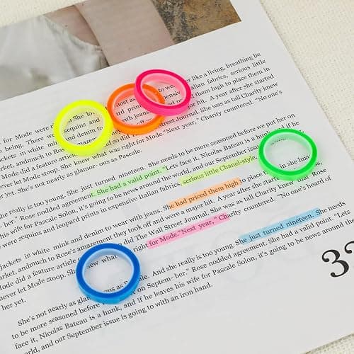 5 Rolls Highlighter Tape Colored Transparent Marking Sticker Removable Fluorescent Neon Tape Annotation Supplies for Teachers Students Reading Home Office (0.23inch X 16ft) thumbnail 4