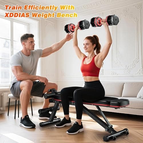 XDDIAS Adjustable Dumbbell Set of 2, 25/55/80LB Dumbbell Set-Fast Adjust Weights Set, 5/10/16 in 1 Free Weights Dumbbells Set with Anti-Slip Metal Handle, Compact Size for Men/Women Home Gym Equipment thumbnail 7
