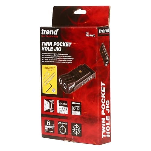 Trend Twin Pocket Hole Jig with HSS Drill Bit & Depth Setting Collar, Square Drive Bit & Pocket Hole Screws Selection, PH/JIG/C thumbnail 6