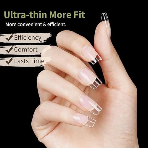 Nail Venares 500 Pcs Half Matte Tip for Gel & Acrylic Extensions, Pre-buff Clear False Nails thumbnail 5