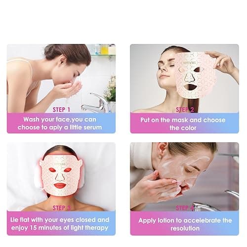 Red Light Therapy for Face, 7 Colors Led Light Therapy Silicone Facial Mask - Birthday, Christmas, Mothers Day, Valentines Day, Self Care Gifts for Her Women Mom Best Friend Wife (Pink) thumbnail 5