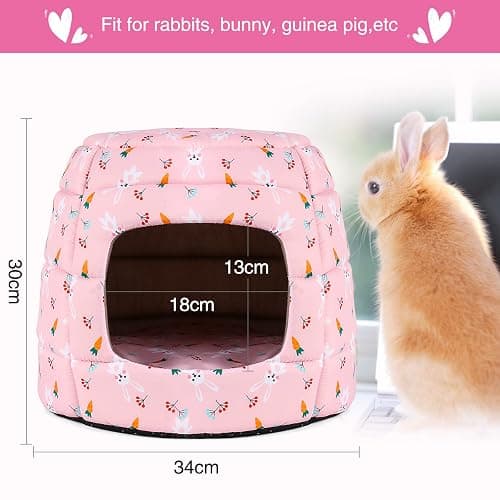 RANYPET Large Rabbit Bed House Foldable Winter Warm Bunny Hideout Cave for Guinea Pig Squirrel Ferret Hedgehog Chinchilla Cozy Cage Accessories thumbnail 2