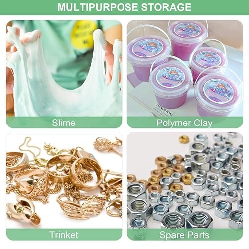 ZOEYES 50 PCS 10 oz Slime Containers with Lids and Handles, Plastic 300ml Storage Bucket Containers, Clear Slime Storage Case for Slime DIY Art Craft, Mini Toy, Pigment, Small Tools, Part Material thumbnail 5