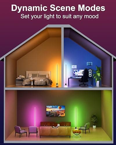 Keepsmile Smart RGB LED Corner Floor Lamp,172 LEDs Bright Standing Lamps for Living Room with APP and Remote,Modern Floor Lamp with Music Sync and 16 Million Colors, Ambient Lighting for Bedroom - Black thumbnail 6