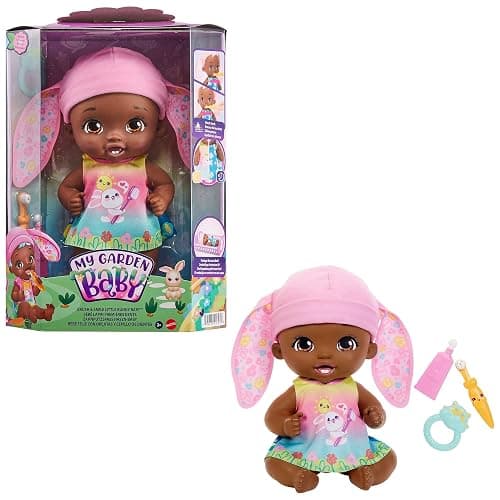 My Garden Baby Brush & Smile Little Bunny Baby Doll (12-in) with 3 Accessories and 2-in-1 Reversible Outfit, Blue Hat, Great Gift for Kids Ages 2Y+​ thumbnail 4
