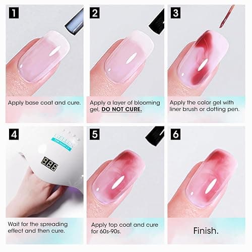 GELLEN Clear Blooming Gel Nail Polish, UV Lamp Needed, 18ml Large Size | Blooming Gel for Marble Watercolor Gradient Nail Art Home Salon, Long Wear, Fade-Resistant thumbnail 7