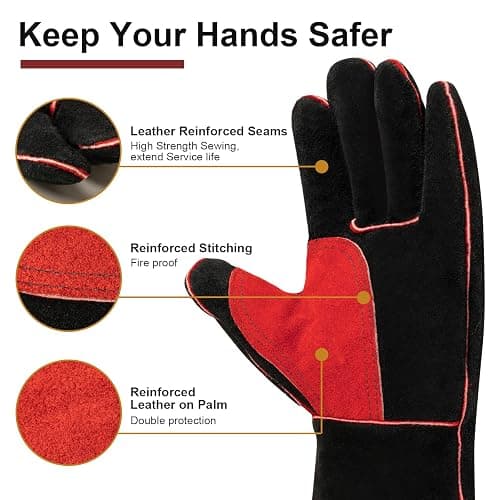 ARCCAPTAIN Leather Forge Welding Gloves, Heat/Fire Resistant 16 inches Gloves for Stick,Mig,Tig,Forge,BBQ,Grill,Fireplace,Wood Stove,Furnace,Oven,Pot thumbnail 4