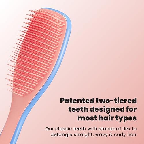 Tangle Teezer Ultimate Detangler Brush, Straight to Wavy, Apricot Blaze | Patented two-tier, regular-flex teeth reduce breakage & split ends on wet or dry hair; Shower-friendly hairbrush for all ages thumbnail 2