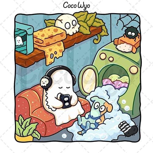 Spooky Cutie: Vol. 2 Coloring Book for Adults and Teens Featuring Lovely Creepy Creatures in Cozy Moments for Relaxation thumbnail 3