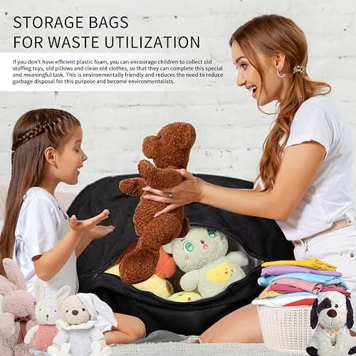 Bean Bag Chair for Adults 3FT,Soft Removable Cover for Teens/Girls Bedroom,Fluffy Giant Round Floor Beanbag Lounger Chairs (No Filler,Black) thumbnail 4