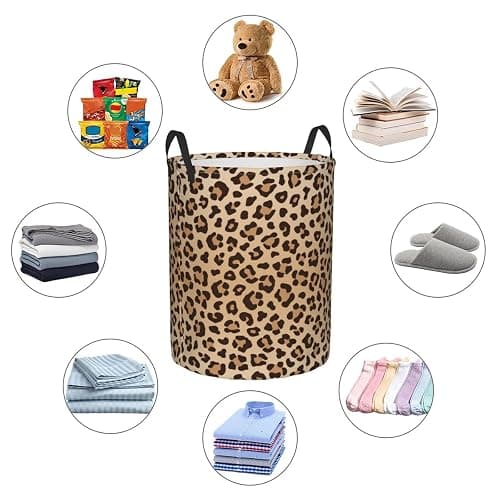 Gbuzozie Leopard Print Round Laundry Hamper Animal Skin Texture Storage Basket Toys Clothes Organizer Bin For Home Bathroom Bedroom Dorm Nursery, 38l thumbnail 7