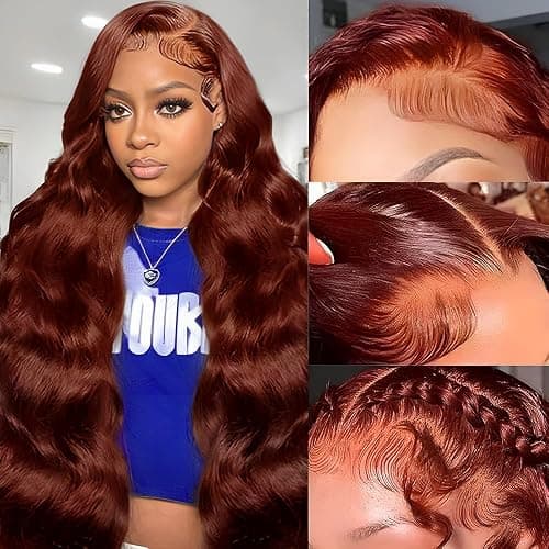KEKEYY 28 Inch Reddish Brown Lace Front Wigs Human Hair Pre Plucked 200% Density Body Wave Lace Frontal Wig Human Hair 13x4 HD Lace Brown Wig - Image 1
