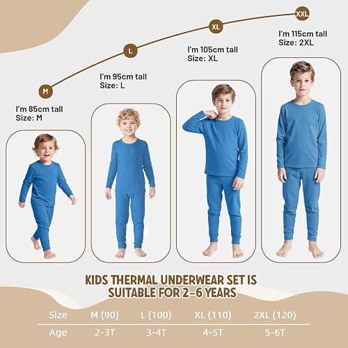 American Trends Boys Thermal Underwear Set Toddler Long Johns Set Fleece Lined Base Layer Winter Thermals Sets for Kids thumbnail 5