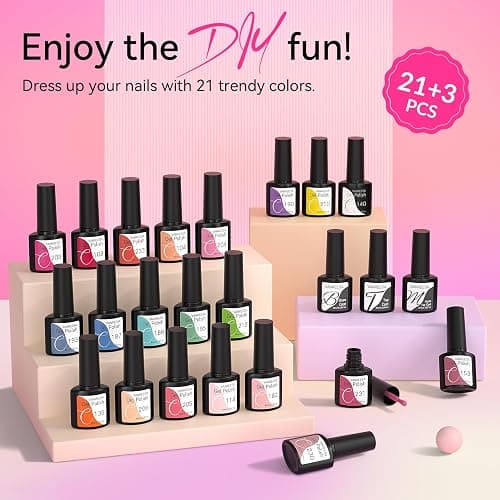 VANREESA 24 PCS Gel Nail Polish Set Spring Summer Colours Pink Blue Green Gel Polish Set Soak Off U V Nail Polish Kit with Base and Top Coat Nail Varnish DIY at Home Gifts for Women thumbnail 6