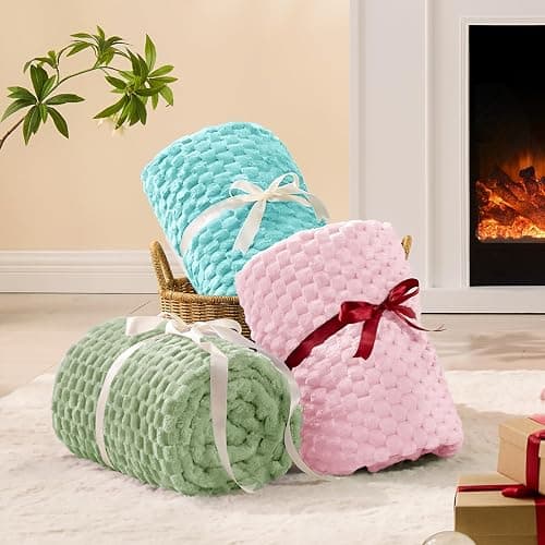 BEDELITE Aqua Throw Blanket for Couch, Soft Cozy Gifts for Women, 50 * 60 | 3D Jacquard Decorative Fleece Blanket, Super Soft Plush Throw, Cute Birthday Gift for Women & Men, Suitable for All Seasons thumbnail 5