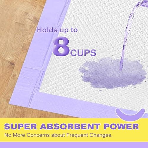 MIZOK Puppy Pads 28x34in Lavender Scented, Dog Pee Pads Extra Large Odor Eliminating Ultra Absorbent Up to 8 Cups, 6 Layers Leak-Proof & Quick-Dry Purple (40 Counts) thumbnail 4