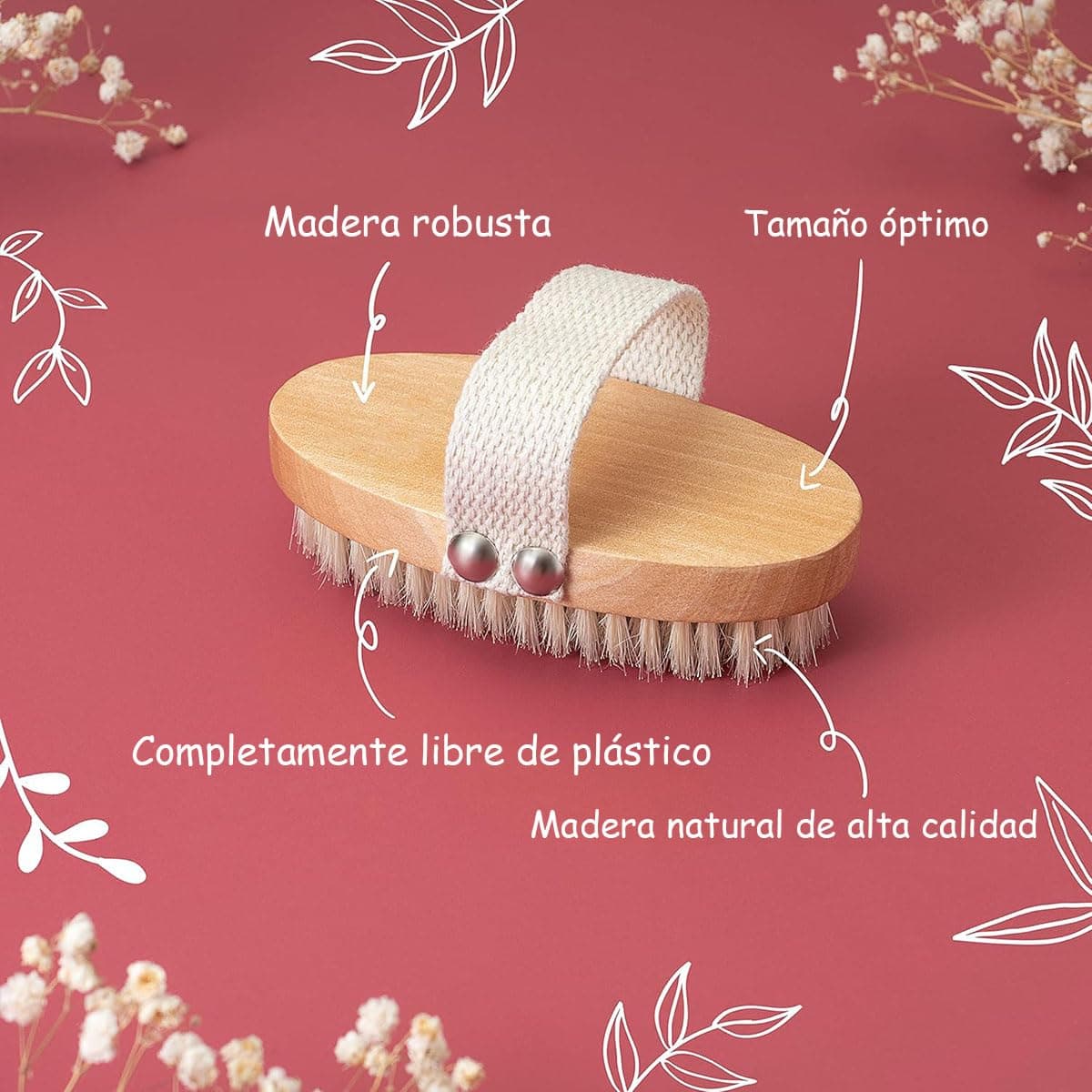 Wzenclave Cepillo Corporal Exfoliante 100% Natural con Mango de Bambú - Libre de Plástico, Cerdas Vegetales para Masaje en Seco, Reduce Celulitis y Mejora la Circulación thumbnail 5