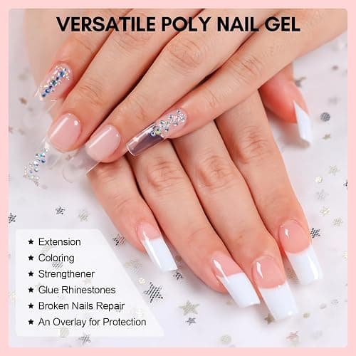Makartt Hema-Free Poly Nail Gel Kit For Starter, 6 Pcs Clear Pink White Colors Builder for Extension, Long-Lasting Hard Gel for Nails Strengther, All in One Set Slip Solution Salon Home Manicure thumbnail 6