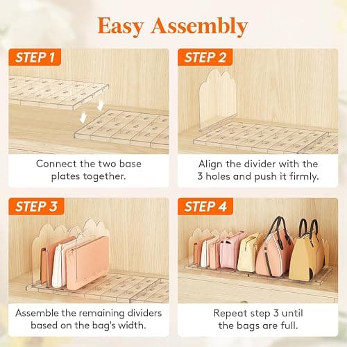 Lifewit Purse Organizer for Closet, Clear Handbags Storage Organizer, Adjustable Clutch Purse Storage Organizer Holder for Closet, 2 Pack Bookshelf Dividers for Sweater in Bedroom 35 x 24 cm/14 × 9.5" thumbnail 6