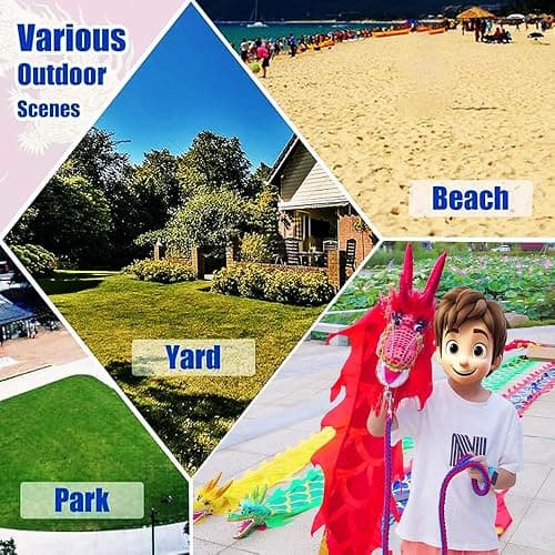 Lightweight Dragon Poi with 3D Dragon Head & Swing Rope Combo for Kids and Beginners, Flowy Dragon Ribbon Streamer Outdoor Fitness Golden Dragon Stage Prop Set (Blue Dragon, 9.8 FT(3M)) thumbnail 8