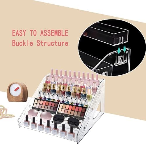 7 Layers Nail Polish Organizer Holder Rack, Clear Display Rack for Cosmetics Sunglasses Essential Oil, Stand Makeups Storage Case Eyeglasses Shelf Lipsticks Holder thumbnail 4
