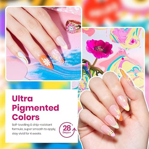 Beetles Summer Gel Polish Set - Doodle Dreams Collection, 25 Summer Colors Neon Rainbow Bright Gel Polish Green Blue Purple Pink Nails with Base Glossy Matte Top Coat UV LED Soak Of Gifts for Women thumbnail 4