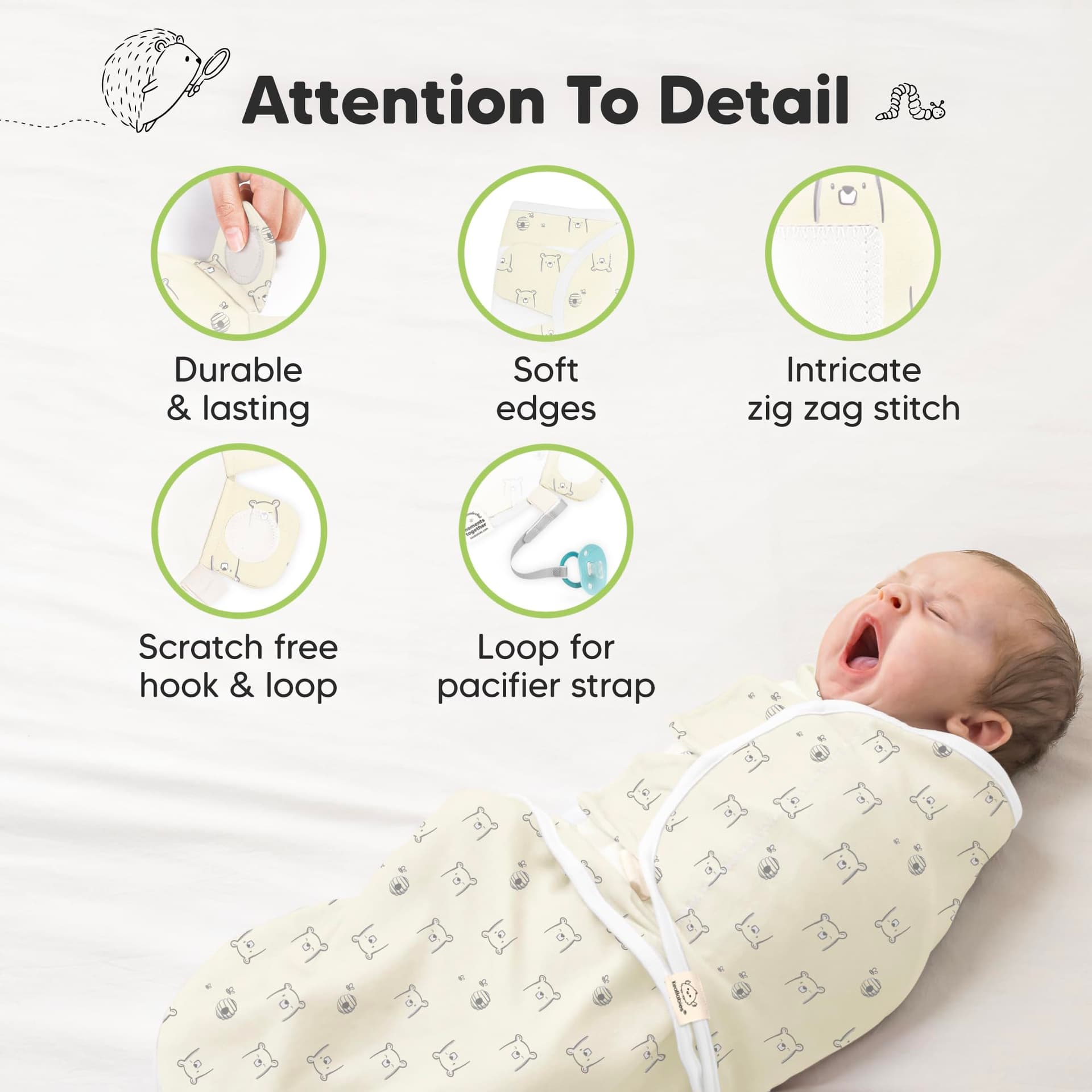 KeaBabies 3-Pack Organic Baby Swaddles for Newborns, Infant (Bumble Bear, OS) thumbnail 8