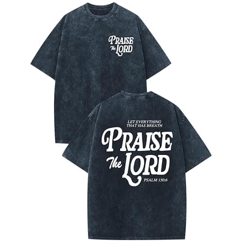 Wedsadl Christian Jesus Shirts for Men Religious Praise The Lord Bible Verse Shirt Oversized Graphic Tees Acid Wash Tshirt - Image 1