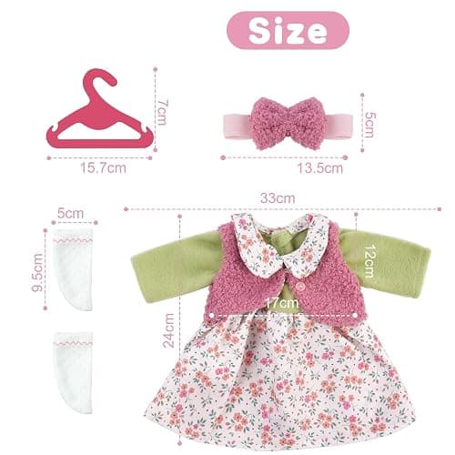 Aolso Baby Doll Clothes for 14-18 Inch/35-45 cm Dolls, New Doll Clothes Outfits, Sweet Dress with Coat Hanger, New Born Baby Dolls Girls Birthday（Sleeveless） thumbnail 2