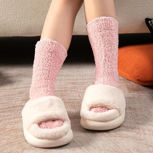 Pleneal Fuzzy Socks for Women - Soft Fluffy Slipper Socks Women, Winter Warm Plush Sleeping Sock thumbnail 8