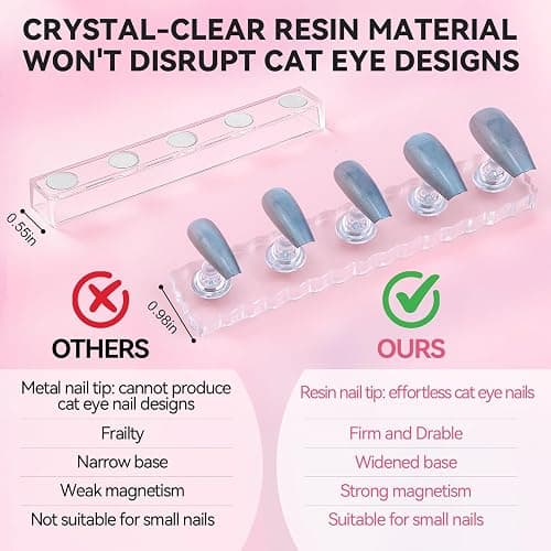 ESUOHYM Nail Stand For Press On Acrylic Strong Magnetic Nail Holder Kit For Painting Nails Tip Arts Display With 200PCS Double-Sided Tape And 1 Heart Shaped Acrylic Magnetic Presson Stands Nail Art Supplies thumbnail 5