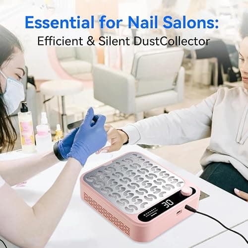 Makartt Nail Dust Collector - Professional Powerful Suction Larina Vacuum Fan Dust Cleaner with LED Display, Adjustable Speed, Reusable Filter for Acrylic Nails Polishing Manicure Salon Home Pink thumbnail 9