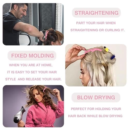 UREELIN Detangler Brush Set for 3a,4c,Wig/Thick/Wavy/Curly/Wet Slick Back Hair Brushes,Rat Tail Combs,8-Row,Edge Brush,For braiding,teasing,parting,styling,kids,girls,women(Pink) thumbnail 9