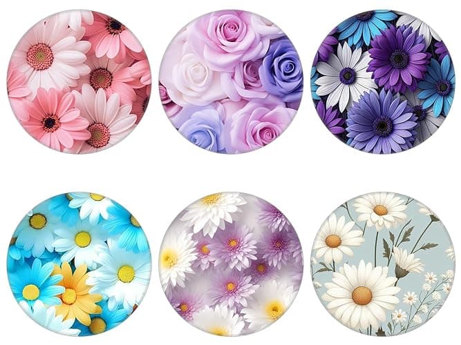 Nsotts (6 Pack) Collapsible Cell Phone Grip for Smartphones,Expanding Cellphone Holder for Phone - Flower - Image 1