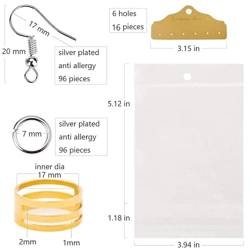 AOUXSEEM 321 Pcs Faux Leather Earrings Making Kit for Beginner, Contains 96 Pre Cut Evil Eye Earring Pieces with Hooks Jump Rings Opener Earring Display Cards and Self-Adhesive Bags thumbnail 5