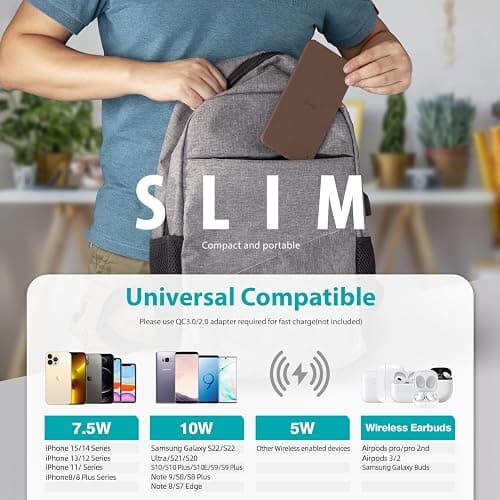 Tray, Built in Wireless Charging Pad, Nightstand Organizer, Dresser Organizer, Mens Jewelry Box, Valet Charging Station, Faux Leather Valet Tray for Men and Women, Brown thumbnail 3