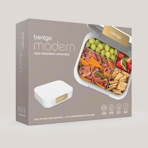 Bentgo Modern - Adult & Teen Bento Lunch Box; 3-4 Compartments, Leak-Resistant, 5.5 Cup Capacity/44 fl oz, Improved Locking Clips, Reusable, BPA-Free, Dishwasher/Microwave Safe Tray (White) thumbnail 8