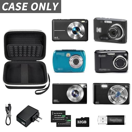 Grapsa Digital Camera Case for CAMKORY/for Kodak Pixpro/for VAHOIALD/for Sony DSCW800 830/ for Canon PowerShot 180 190. Vlogging Cameras Storage Holder for Accessories (Box Only)-Black thumbnail 2