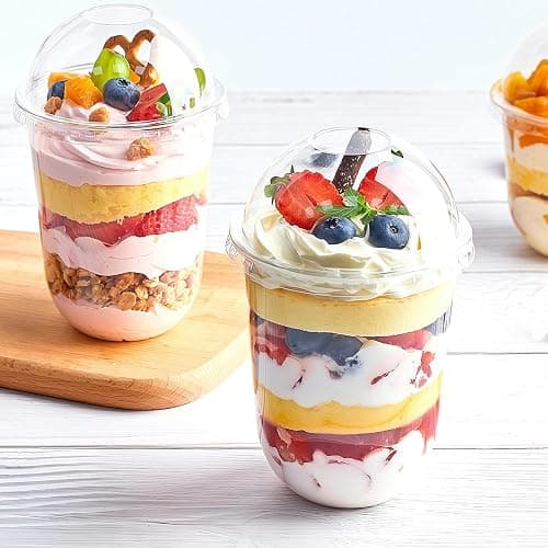 Zezzxu 50 Pack 16 oz Plastic Dessert Cups with Dome Lids (No Hole) and Sporks, Clear Disposable Fruit Cups with Lids for Yogurt Parfait Ice Creams Pudding Cakes thumbnail 7