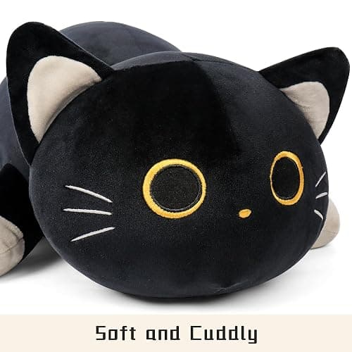 Wepop 24" Black Cat Plush Weighted Stuffed Animals, 4.2lbs Weighted Black Cat Pillow Giant Cat Stuffed Animal Cuddle Plushies Gift for Kids Adults thumbnail 8