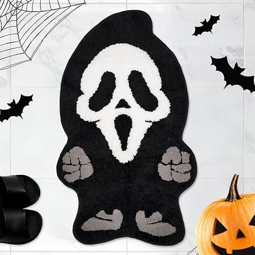 GAGEC Halloween Rug Ghost Bathroom Rugs Spooky Decorative Bath Doormat Entrance Rug Tub Home Living Room Bath Mat Floor Door Mat Decoration Indoor Outdoor 18 x 31 Inch - Image 1