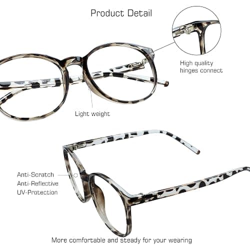 VisionGlobal Blue Light Blocking Glasses for Women/Men, Anti Eyestrain, Computer Reading, Stylish Oval Frame, Anti Glare thumbnail 2